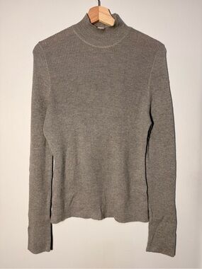 Jaeger 100% Wool Ribbed Mock Turtleneck Sweater size XL Made in England